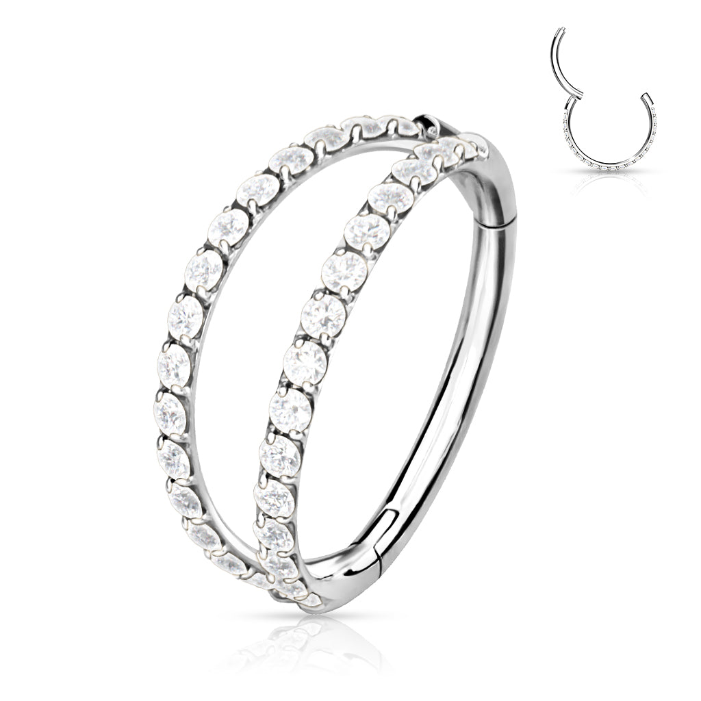 16G Titanium Hinged Segment Double Hoop Ring